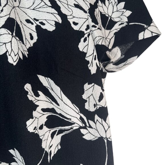 Banana Republic Size 12 Black & White Floral Short Sleeve Dress Elegant - Picture 13 of 14